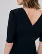 Women’s black short dress with V neckline front and back-4