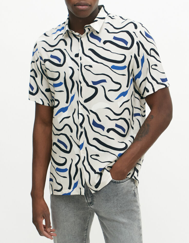 Men’s electric blue abstract print REGULAR shirt-1