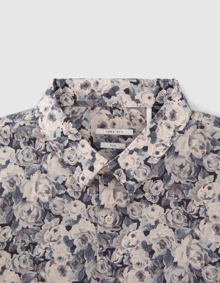 Men’s steel Liberty fabric SLIM shirt with roses-2