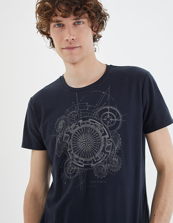 Men's navy compass T-shirt-7