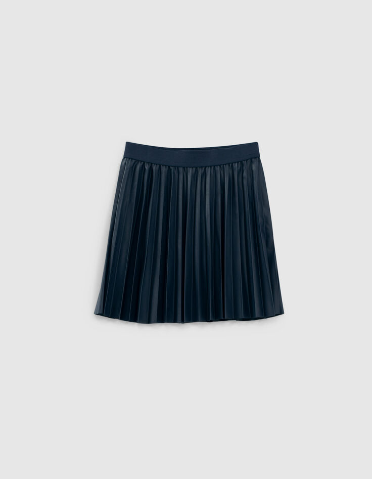 Girls’ dark navy pleated short skirt-1