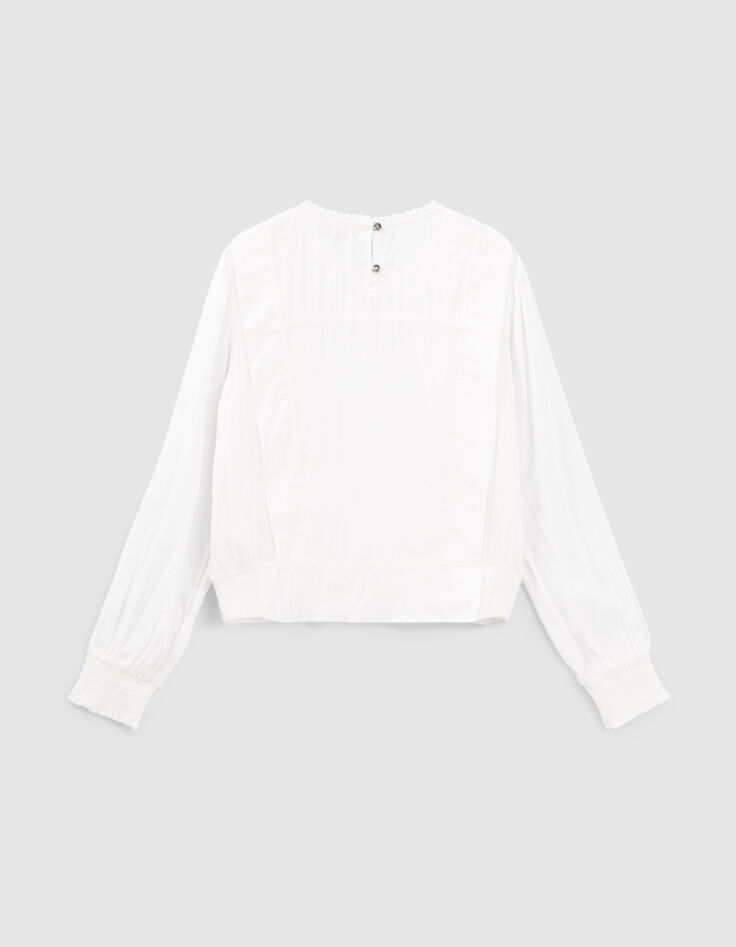 Gebroken witte blouse met frontje en kant meisjes-4