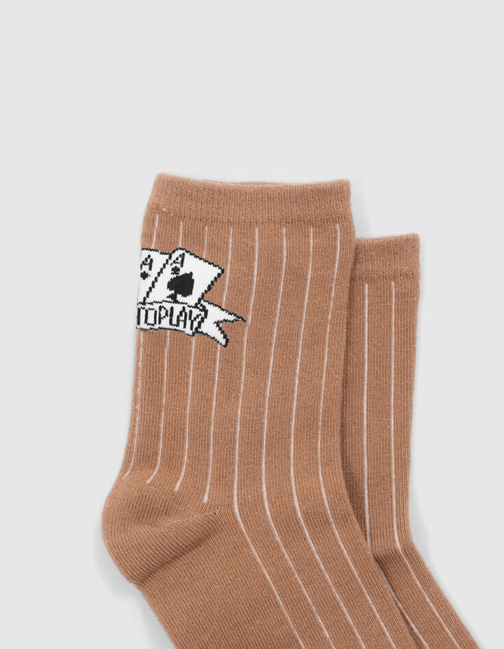 Boys’ black/white/camel socks-6