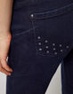 Donkerblauwe slim jeans sculpt up studs achterzak dames-4