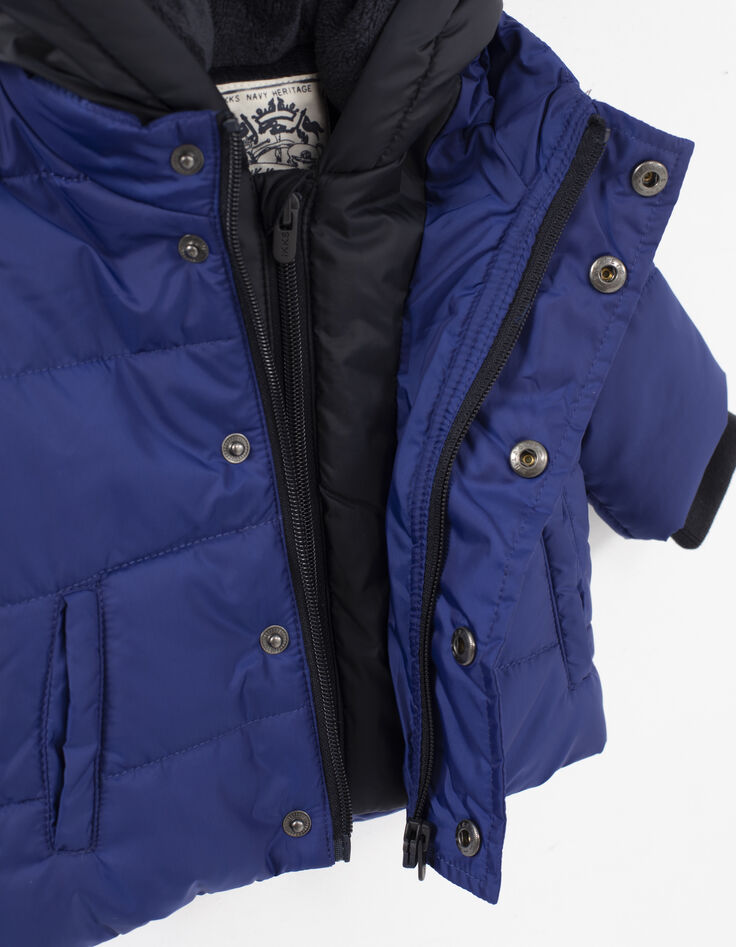Baby boys’ blue padded jacket with black hood-2