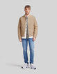 Chaqueta acolchada fina caqui y beige tipo bomber hombre-9