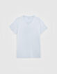 Camiseta L'Essentiel celeste algodón cuello V hombre-5