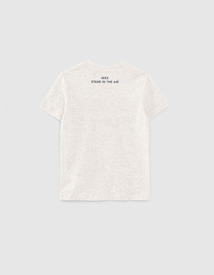 Boys’ beige organic cotton T-shirt with rubber slogan-2