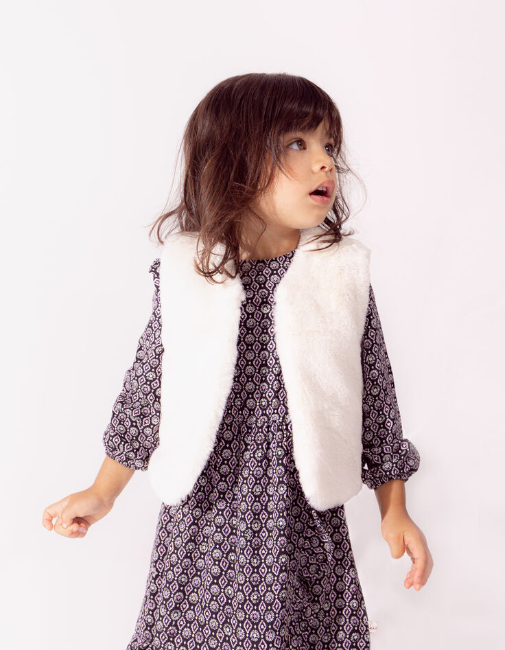 Gilet réversible doré et écru fourré bébé fille-8