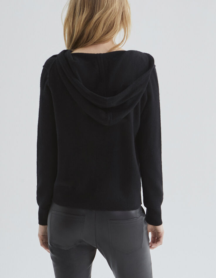 Women’s chevron motif cashmere hooded cardigan-3