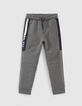 Boys’ medium grey sports joggers with side bands -1