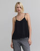 Women's black recycled pleated camisole lined with straps-3