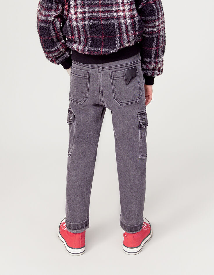 LOOSE grey denim battle spirit joggers for boys-3