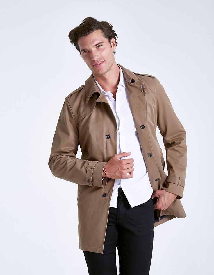 Trench beige foncé à pressions Homme-2