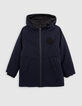 Boy's 2-in-1 navy jacquard parka jacket-1