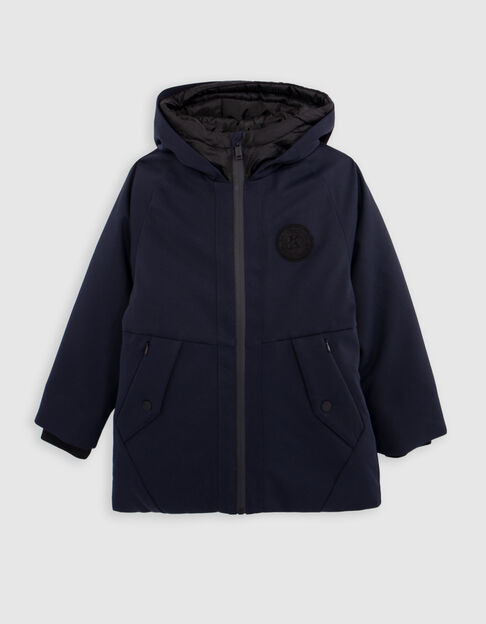 Boy's 2-in-1 navy jacquard parka jacket - IKKS