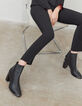 Women’s black zipped leather boots with metal bar-7