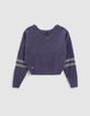 Girls’ purple knit cropped sweater-1