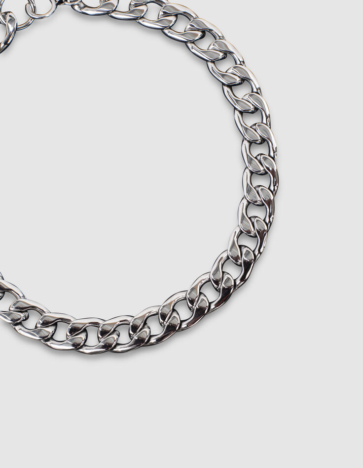 Women’s silver-tone curb chain choker necklace-2