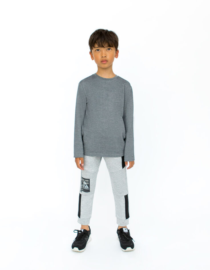 Boys’ grey joggers with black and reflective details-7