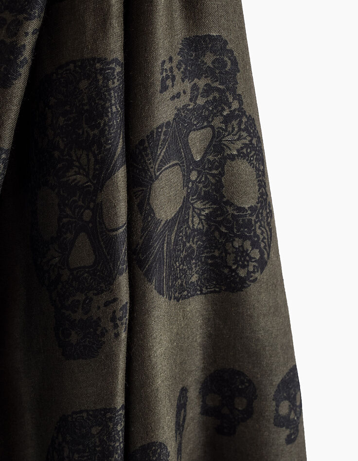 Men’s khaki skull print scarf-3