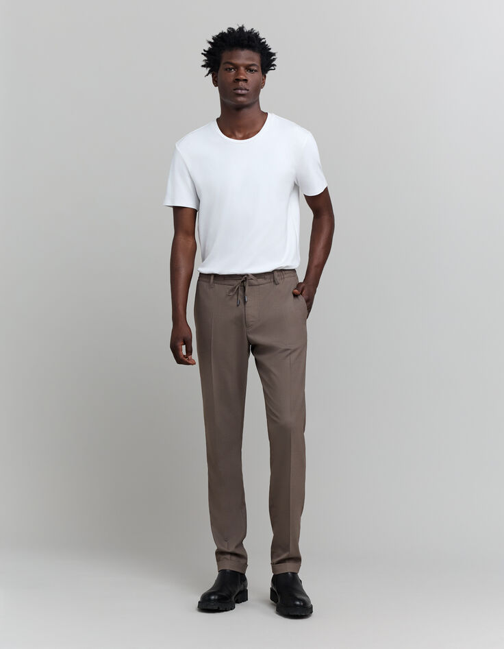 Pantalón de chándal con cintura elástica marrón para hombre-1