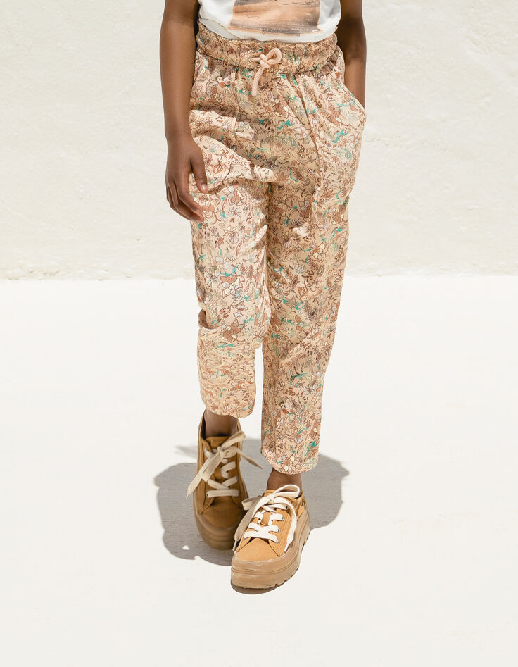 Girls’ peach floral print Lenzing™ Ecovero™ viscose trousers-2