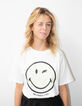 Weißes Mädchen-T-Shirt mit Zielflaggenmotiv und SMILEYWORLD-2