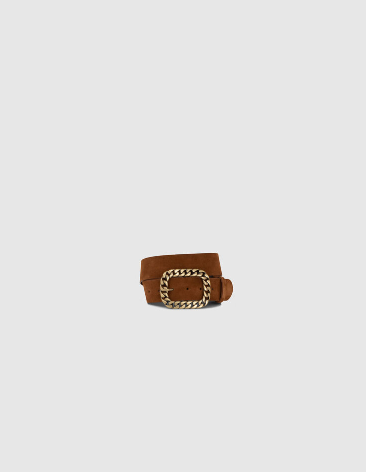 Women’s sand suede curb-chain style belt-1