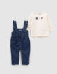 Set jeanstuinbroek en T-shirt babymeisjes-5