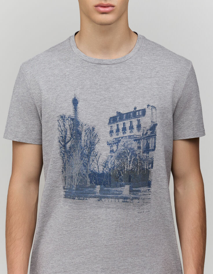 T-shirt gris coton bio visuel Paris Homme-4