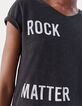 Zwart T-shirt in biokatoen rock tekstopdruk dames-4