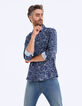 Men’s slim indigo dotted print shirt-1