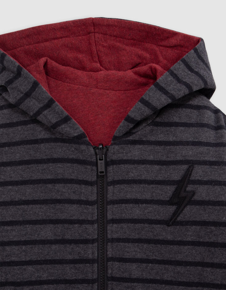 Boy's reversible burgundy and black striped cardigan-3