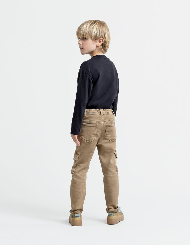 Upcycled JOGGER camel jeans for boys in a battle spirit-2