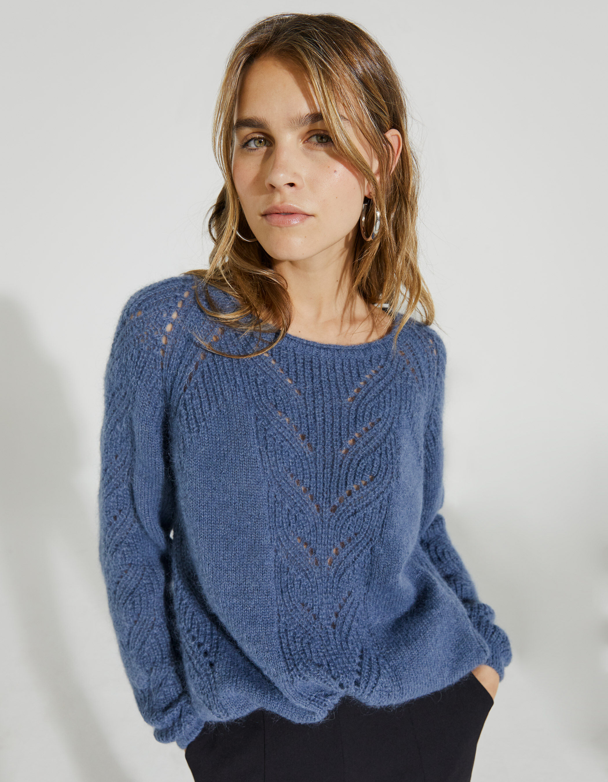 Pull en maille cheap bleu