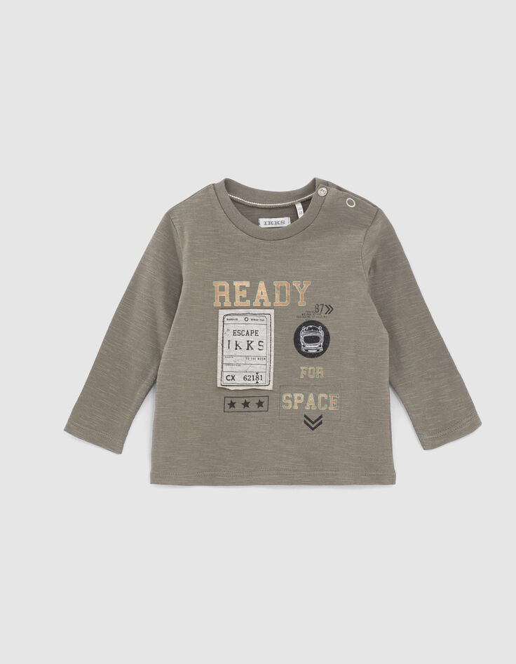 Camiseta caqui algodón ecológico marca dorado bebé niño -1