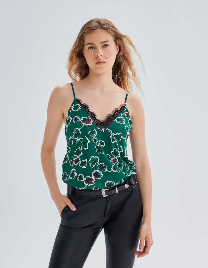 Women's green XL floral print blouse