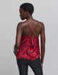 Women's red floral print camisole with thin straps-4