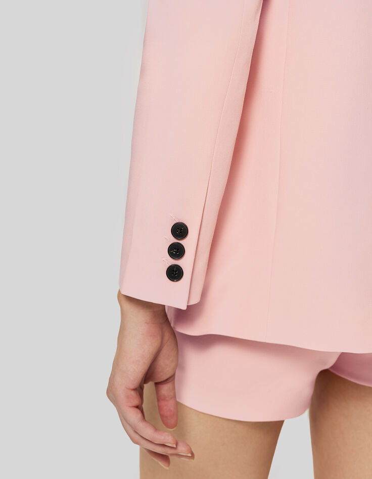 Women’s pink suit jacket with black collar-5