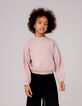 Pink sweatshirt with tone-on-tone embroidery for girls-2