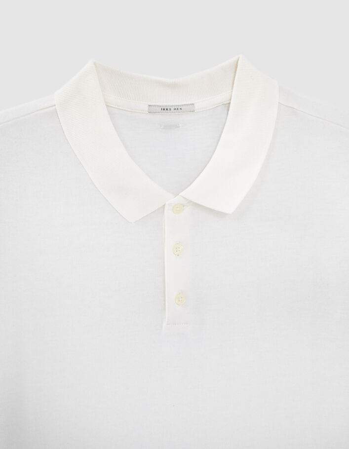 Men’s off-white cotton modal polo shirt