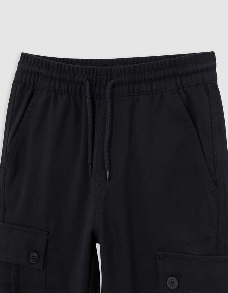 Black BATTLE pants with elastic waistband for boys-4