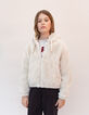 Recycled beige hooded jacket for girls-1