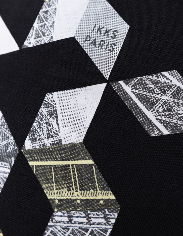 Boy's black organic cotton Eiffel Tower T-shirt-7