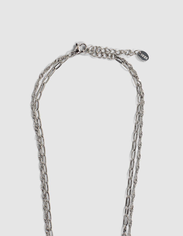 Collier double chaîne avec pendentif talisman IKKS femme-3