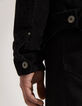 Blouson noir en velours côtelé à col Sherpa Homme-6