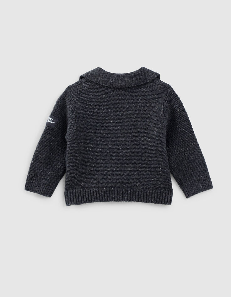Baby’s grey marl biker-style knit organic cotton cardigan-2