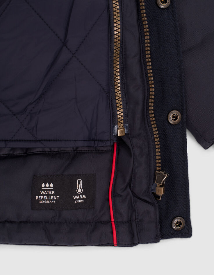 Parka 2 en 1 navy sous-doudoune rouge damier garçon-4