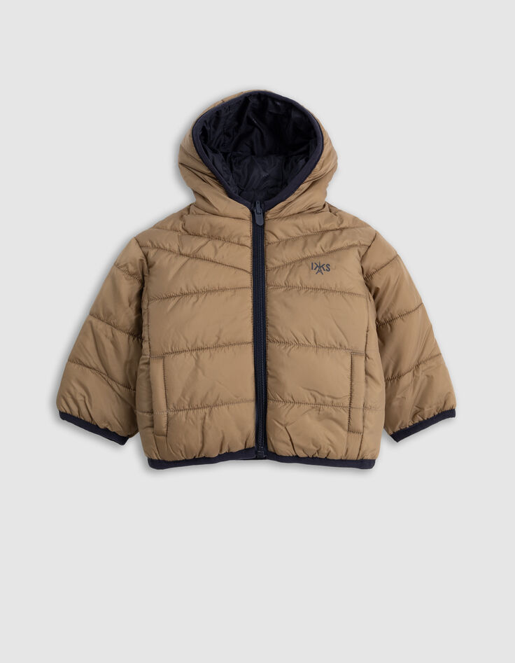 Baby boy reversible camel and navy down jacket-2